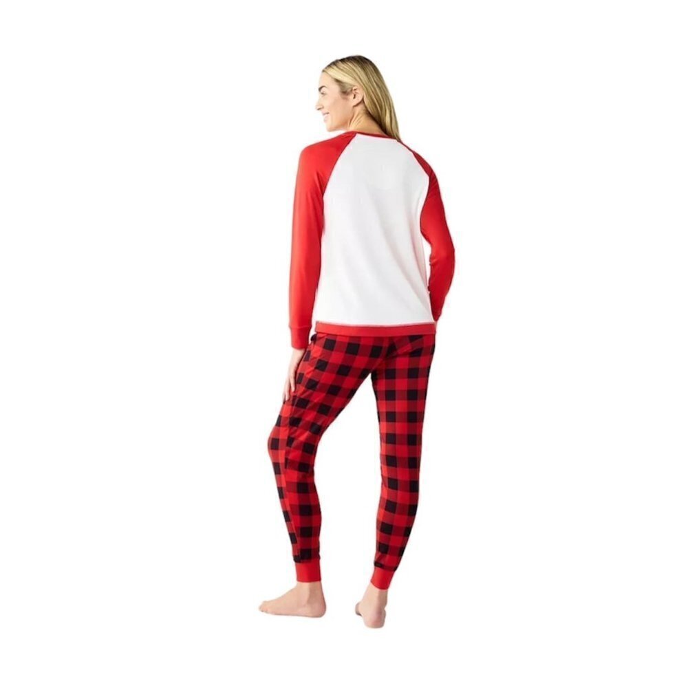Cuddl Duds Womens Red Black Plaid Jammies Polar Bears Pajamas 2 Pc Set Sz S New - Picture 2 of 7